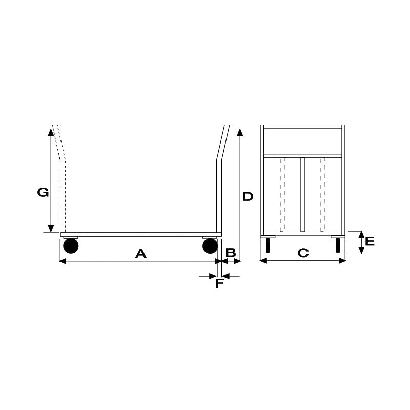 Pianale medio mm 500x800 con 2 ruote con freno