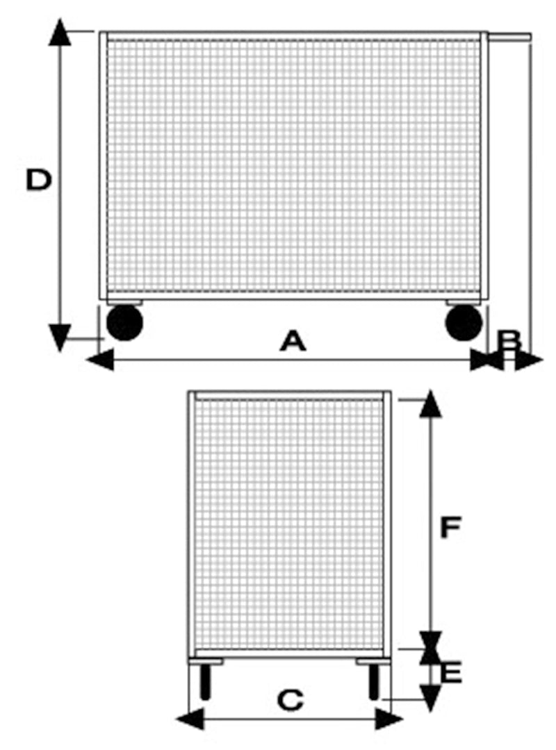 Pianale con 4 sponde in rete 1 sfilabile