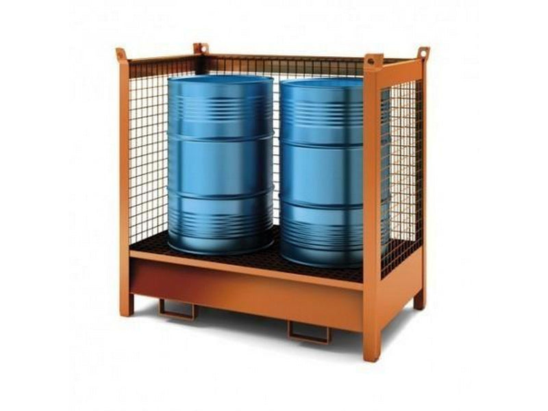 Container mit Tank und drei Seiten in Maschenweite 1x200 Liter