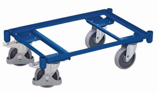 VARIOfit Euro-System-Roller ohne Fuß mit Winkelhülsen Außenmaße: 677 x 416 x 203 mm (L/B/H), Belastung 250 kg Thermoplastische Gummibereifung, schwarz-410.000