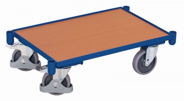 VARIOfit Euro-System-Roller mit Fuß und Eckhülsen, Belastbarkeit, Außenmaße: 677 x 416 x 203 mm (L/B/H), 250 kg thermoplastische Gummibereifung, schwarz-410.001