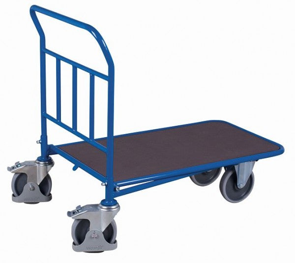 VARIOfit Trolley C + C mit Ladefläche in Siebdruckplatte, Tragkraft 400 kg Ladefläche: 880 x 500 mm (B/T), Ladehöhe: 274 mm Gummibereifung, schwarz-500.111