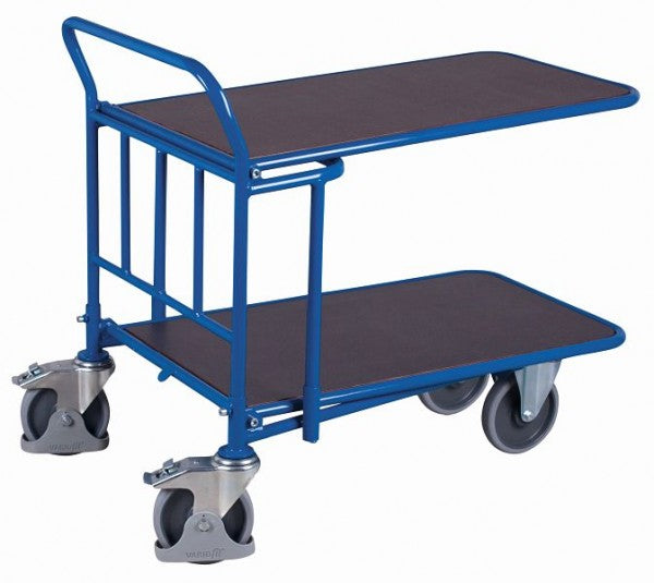 VARIOfit Trolley C + C mit 2 Ladeflächen in Siebdruckplatte, Tragkraft 400 kg Ladefläche: 880 x 500 mm (L/B) thermoplastische Gummibereifung, schwarz-500.112