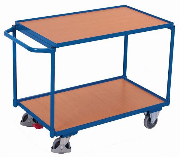 VARIOfit Tischwagen mit 2 Ladeflächen, Tragkraft 250 kg, Ladefläche: 850 x 500 mm (B/T) Thermoplastische Gummibereifung, sw-500.501