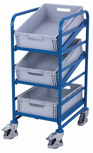 VARIOfit Euro-Kastenwagen mit 3 Kunststoffboxen, Tragfähigkeit 200 kg thermoplastische Gummibereifung, sw-610.102