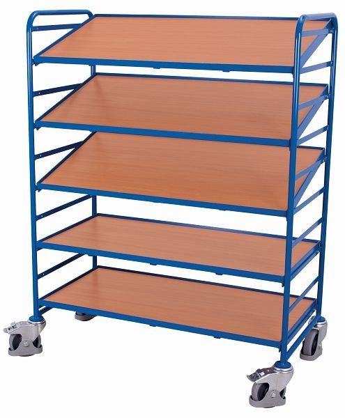 VARIOfit Trolley Eurobox mit 5 Holzböden, Tragfähigkeit 250 kg thermoplastische Gummibereifung, sw-610.301