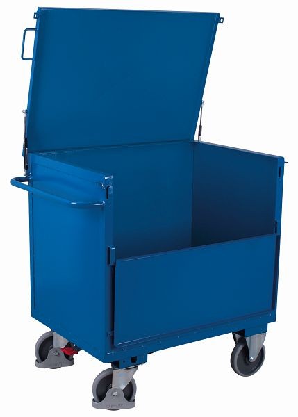 VARIOfit Blechkofferwagen mit dicht verschweißtem Deckel, Tragkraft 500 kg thermoplastische Gummibereifung, sw-700.415