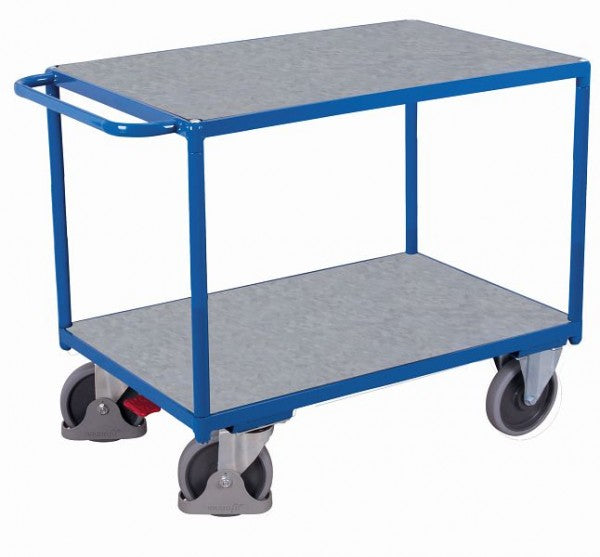 VARIOfit Tischwagen schwer mit 2 verzinkten Ladeebenen, Tragfähigkeit 500 kg thermoplastische Gummibereifung, sw-800.505